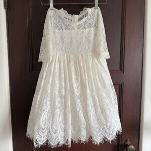 TRISH SCULLY |  Bella Rafaela Ivory White Lace Special Occasion Dress 6